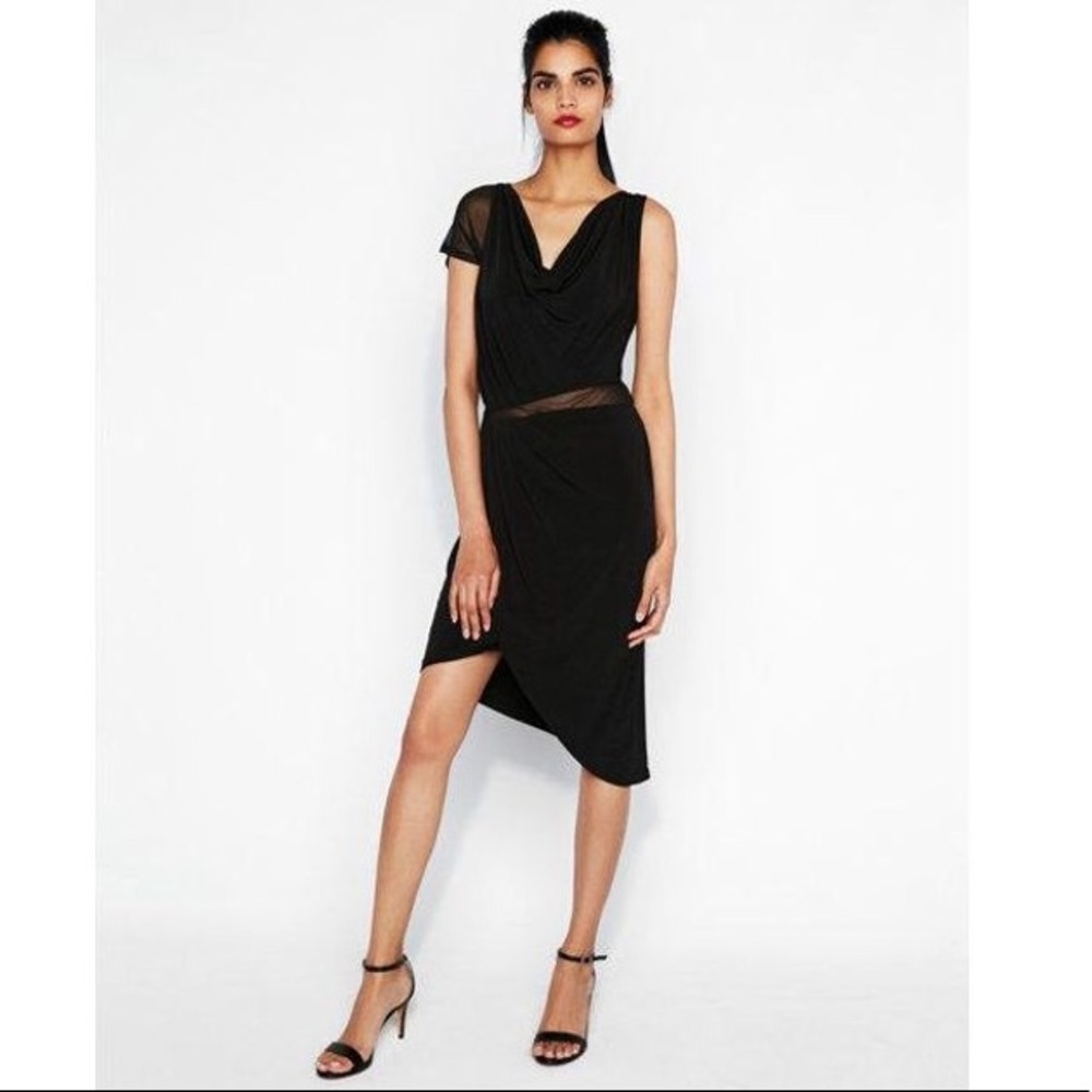 Express, Black Asymmetrical Midi Cocktail Dress